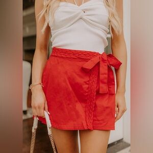 NWT Entro Ariel High Waist Red Wrap Skort with Braided Trim